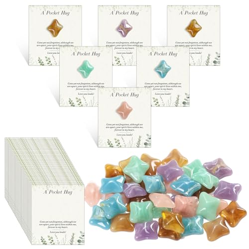 Set of 36 Funeral Favors Bulk Celebration of Life Favors With Resin Rhombus Shape Keepsake,Memorial Cards,Pocket Hug Card Greeting Cards for Funeral Service Reception Sympathy Gifts for Guests