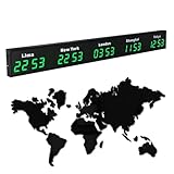 Grande orologio digitale a LED con display multi fuso orario e città personalizzabili per hotel e imprese multinazionali