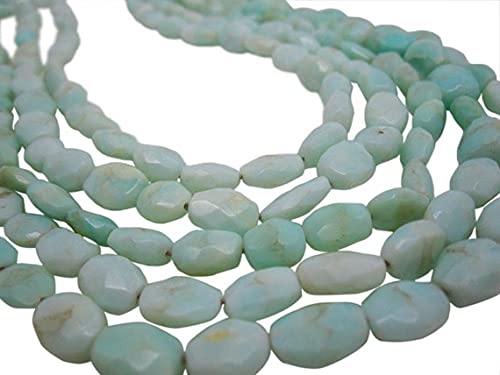 LKBEADS Peruvian Blue Opal Beads, Blue Opal Beads, Faceted Oval 15.5 inch strand 5mm x 7mm to 7mm x 10mm