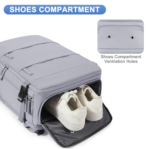 Image of Grey Travel Backpack - Carry On Flight Approved Mochila De Viaje Personal Item - Large Backpack for Men & Women - 18x14x8 Inches