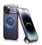 Dexnor Compatibile con Magnetica Cover iPhone 14 Pro Max con Copertura Della Fotocamera Scorrevole & Cavalletto Regolabile, Compatible MagSafe, Heavy Duty Robuste Antiurto Custodie - Phantom Purple
