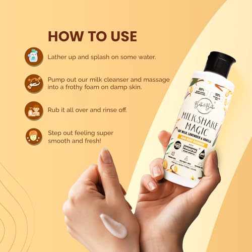 Image of Bath&Bathe Milkshake Magic Body Wash - Vanilla, Lavender & Oat Milk| Sulfate-Free, Paraben-Free Body Cleanser | Soothing & Hydrating for Silky Smooth Skin, 500 ml