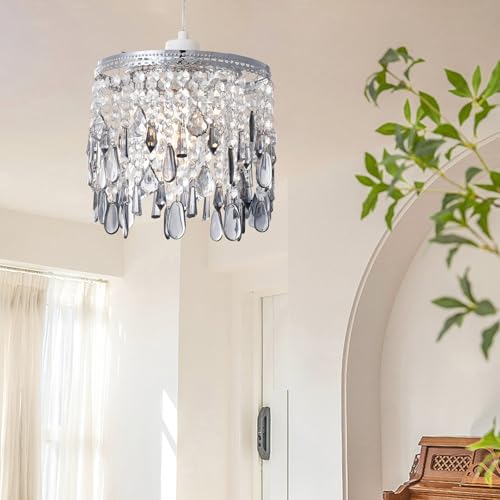 SHINY STAR Crystal Pendant Light Shade, Modern Chandelier Design Ceiling Pendant Light Shade with Clear/Smoke Grey Acrylic Crystal-903G - Image 6