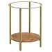 Produktbild VASAGLE Beistelltisch, Couchtisch, rund, mit 2 Ablagen, aus Glas, für Wohnzimmer, Schlafzimmer, haselnussbraun-golden LET204A03