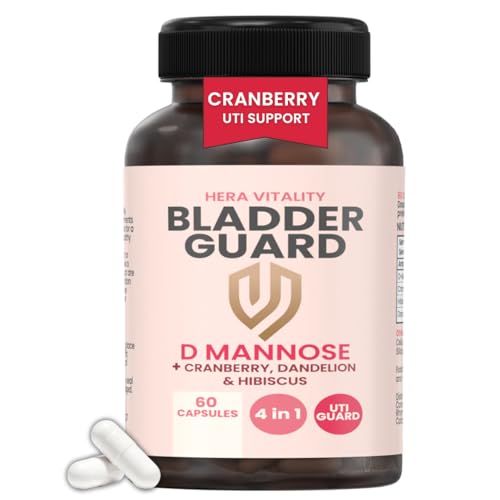 Bladder & Urinary Tract Cystitis Support Supplement for Women D-Mannose, Cranberry, Hibiscus & Dandelion Complex 60 Vegan Capsules Upto 2 Month Supply | UK Made (60)