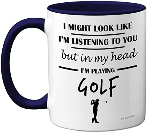 Golf Gifts for Men - in My Head I'm Playing Golf Mug - Funny Golf Presents for Men, Gifts for Golfers Men, Golf Presents, Golf Lover Gift Ideas, 11oz Ceramic Dishwasher Safe Premium Mugs - by Stuff4