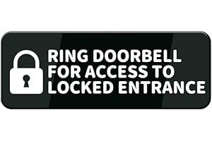 Ring Doorbell For Access To Locked Entrance Sign 10&quot; X 3&quot; Black/White...