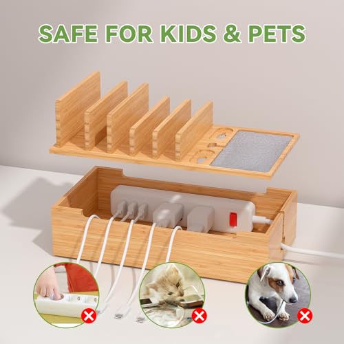 Pezin & Hulin Bamboo 5-Device Charging Station with Cable Organizer — view 5
