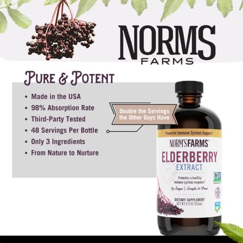 Norm's Farms American Elderberry Extract - Pure Concentrate For Immune Support Made With Berries - Vegan, Gluten Free, Non-Gmo - 8 Oz. Bottle #TOP5