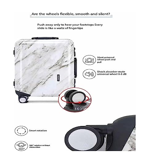 Suitcase with Wheels, Carry-on Suitcase with Large Capacity, Adjustable Trolley Suitcase, Anti-Fall Code Lock,White-55 * 38 * 23.5CM (White 65.5 * 44.5*CM)2