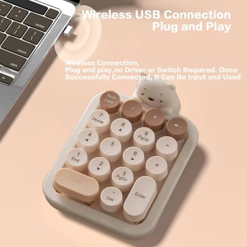 Clavier numérique sans fil 2.4G mignon ours coloré pour ordinateur - 7
