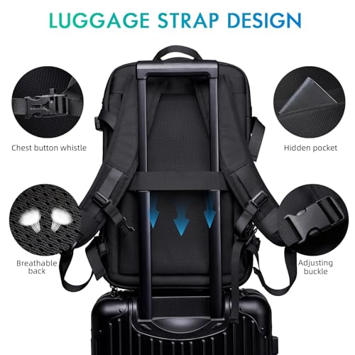Image of TANGCORLE Carry on Backpack for Women Men 40L Flight Approved Travel Backpack Fit 17 Inch Laptop with USB Charging Expandable Business Weekender