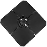 Outsunny Set de 4 Piezas Soporte de Parasol Base para Sombrilla Terreza o Jardín Rellenable de 20 kg de Agua o 30 kg de Arena Estable 100x100x9.5 cm Negro