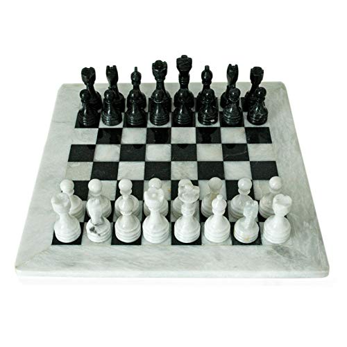 Échiquier de table marbre noir et blanc 40 x 40 cm, le cadeau d'exception idéal