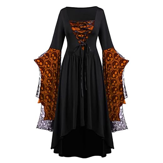 Disfraz Bruja Mujer Ofertas Flash Del Dia Vestido Negro Halloween Vestido Gótico con Estampado de Encaje de Calavera Vintage Cuello Cuadrado Maxi Vestido Medieval Mujer Originales Disfraces Halloween