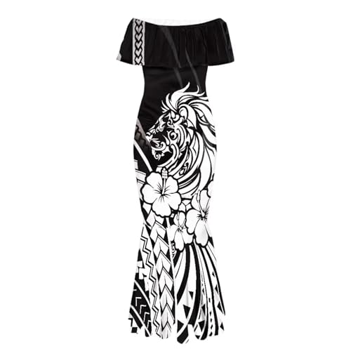 Image of Polynesian for Women S-7XL Off Shoulder Maxi Dress Hawaiian Summer Dresses