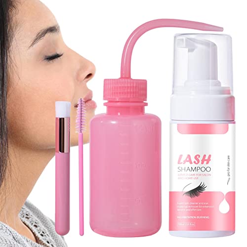 pestañas - Champú limpiador párpados en espuma con cepillo para botella enjuague - Baño pestañas jabón espuma sin aceite 100ml para extensiones pestañas,