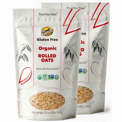 GF Harvest Gluten Free Organic Rolled Oats, 32 Ounce Bag, Pack of 2