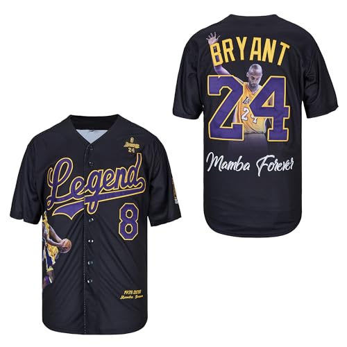 GOAYDEO Men 8 Legend 24 Forever Fashion Mens Baseball Jersey Stitched Black XL