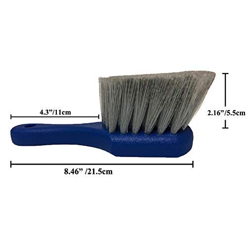 LUCKLYJONE Wheel & Tire Brush for Car Rim, Soft Bristle Car Wash Brush, Cleans Tires & Releases Dirt and Road Grime, Short Handle for Easy Scrubbing Blue - Thumbnail 3