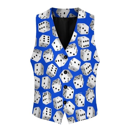 Black And White 3D Dice Men's Suit Vest Slim Fit V-Ncek Waistcoat Business Casual Vest4