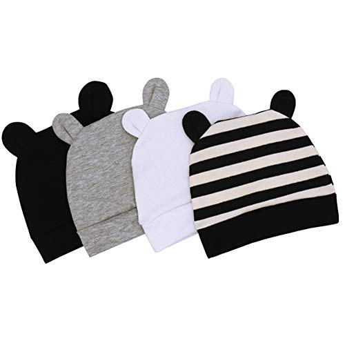 Exemaba Newborn Hats - Cute Infant Girls Boys Bear Ears Hospital Cap Unisex Baby Accessories For 0-3 Months(Black&White&Grey) #TOP7