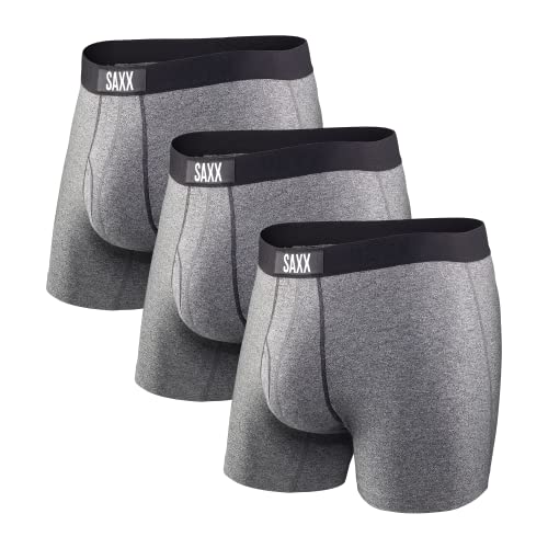 Saxx Underwear sous-vêtement Homme - Caleçon Boxer Ultra Doux avec Support Pouch Intégré - Pack de 3, Salt & Pepper,M Cover