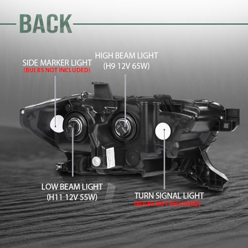 Image of GRAND ORANGE Left Side Headlight Assembly W /O LED Daytime Running Light Front Headlamp Compatible with Toyota Tacoma SR Crew Cab /Extend Cab pickup 2019-2023 White