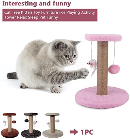 DASNTERED Cat Tree, Cat Scratching Post, Pet Supplies Cat Entertainment Tower, Cat Scrat-cher With Hanging Ball Toys, Cat Tree Condo Activity Centre for Playing Relax and Sleep(Pink)