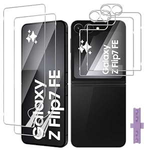 Yenwen Displayschutz für Samsung Galaxy Z Flip 7 Fe 5G, 2 Stück für Panzerglas + 2 Stück Schutzfolie Weicher Hydrogel Innere + 2 Kameraschutz Glas, 9H Härte HD Schutzglas für Samsung Z Flip7 Fe