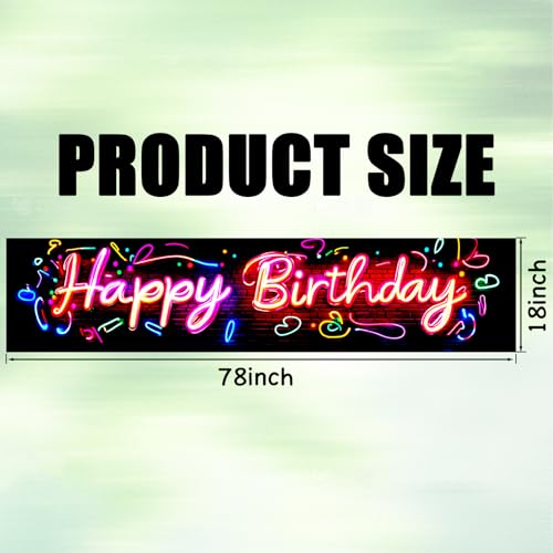 Image of Nuxovilar Neon Brick Birthday Banner 78.7x17.7 Polyester