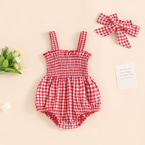FOMOYUU Infant Newborn Baby Girl Ruffle Sleeveless Romper Summer Clothes Outfit with Cute Floral Print Jumpsuit2