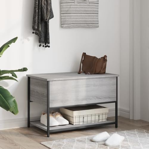 Banco con espacio de almacenamiento de diseño moderno en madera gris Sonoma 4