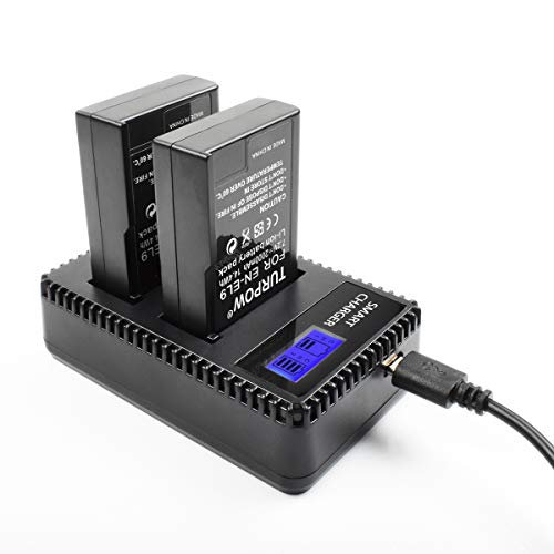 TURPOW EN-EL9 EN-EL9A 2 Pack 2000mAh Replacement Battery Dual Charger Compatible with Nikon D5000 D3000 D60 D40x D40 Digital SLR Cameras