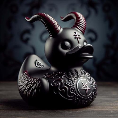 Monyplay 16FEW Punk Duck Figurines Gothic Duck Resin Statues Dark Satan Duck Collectible Figures Halloween Rubber Ducks Desktop Decoraction cover