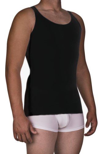 Underworks Mens Cotton Spandex Compression Tank, Small, Black