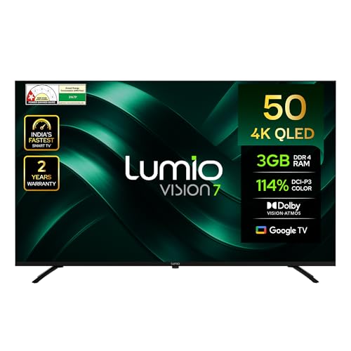 Lumio Vision 7 127 cm (50 inches) 4K Ultra-HD Smart QLED Google T...