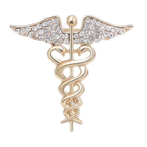 Image of Nurses'day Gift Medical Symbol Caduceus RN Nursing Brooch Pin Badg Medicine Snake Caduceus Nursing Pin for Therapeutist Rhinestone Wing Lapel Pin for Registered Nurse Doctor Rod Of Asclepius Emergency Brooch Jewelry