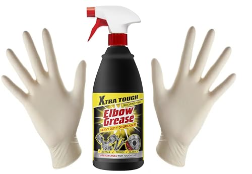 hep® Elbow Grease Heavy Duty Degreaser 1L - Xtra Tough All-Purpose Cleaner for Grease, Grime, Oil, and Stubborn Messes on Metal, Plastic, and Tools - Solvent-Free Black 1ltr with nitrile Gloves (Pair)