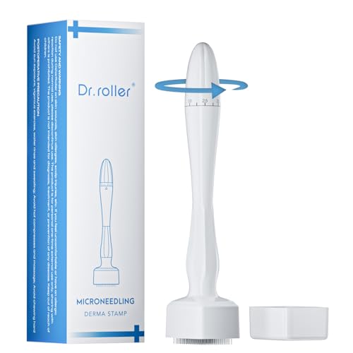 Dr.roller Derma Stamp, Dermastamp 0 a 3mm Ajustable para Mujeres y Hombres, Derma Stamp para el Crecimiento del Cabello y la Barba, Profesional Microneedling Derma Roller para el Hair y el Facial