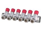 AQUA HEATING Warmwasserverteiler Wasserverteiler Warmwasser Trinkwasser Heizung Industrie Wasseranschluss-Verteiler 1 Zoll x 16 mm PEX 6 Kreise