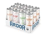 ARDOR ENERGY Sparkling Water TROPICAL variety 12 pack with 100mg Organic Caffeine from Green Tea & 2
