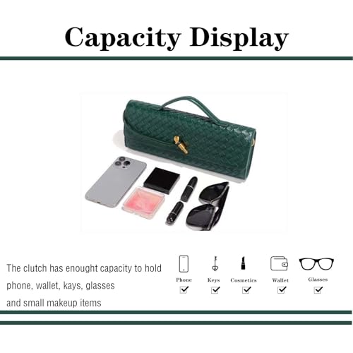 Image of Handmade Woven Evening Bag for Women Casual Clutch Purse Leather Shoulder Handbag Fashion Crossbody Bag