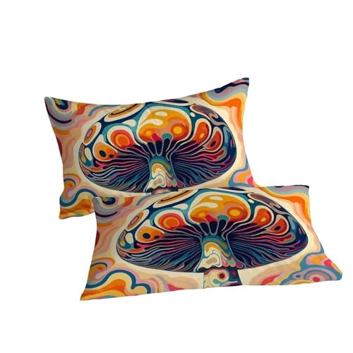 Housse de couette champignons zippée finie la couette qui glisse 200x200cm - 7