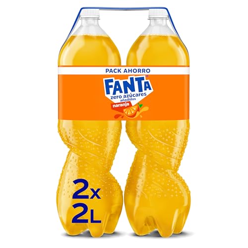 Fanta Naranja, Zero Azúcares Añadidos, Pack 2 Botellas de 2L