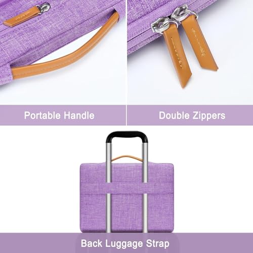 Image of MOSISO 360 Protective Laptop Case 16 inch, 15-15.6 inch Laptop Sleeve Compatible with MacBook Pro 16, HP, Acer, Dell, Lenovo, ASUS, Side Open Carrying Case with 4 Zipper Pockets&Handle, Lilac