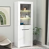 Armario de cocina, armario de buffet, con aplicación de luces LED, armario de archivo, armario de almacenamiento, armario de almacenamiento, armario de cocina, armario de cocina, salón, oficina