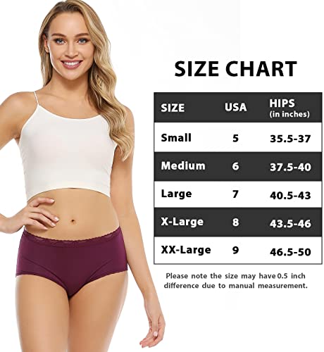 Altheanray Womens Underwear Briefs Mid Rise Ladies Soft Stretch Panties Lace Hipster Breathable Underpants 6 Pack Multi-Color #TOP5