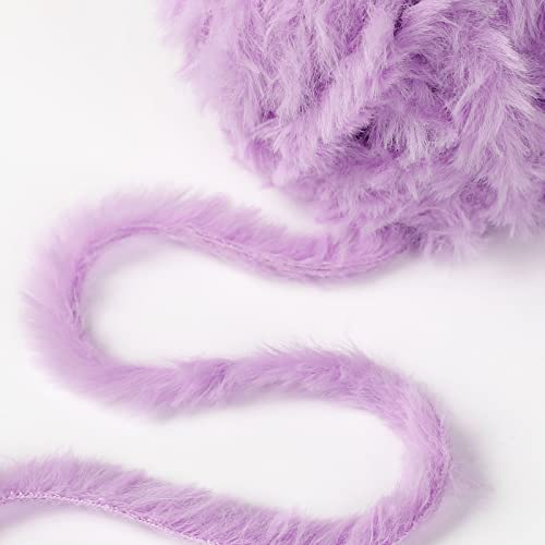 Image of NICEEC Faux Fur Yarn Super Soft, Chunky & Fluffy, Eyelash Yarn for Crochet & Knitting(Total Length 210yds /10.6oz) - Light Purple /300g