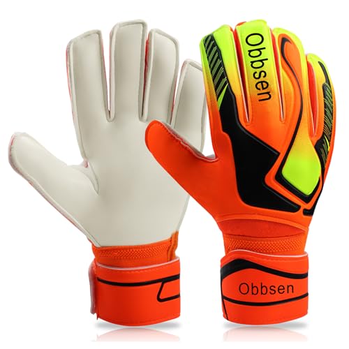 Obbsen Soccer Goalie Gloves for Kids, Youth&Adult Soccer Goalkeeper Gloves, Strong Grip Anti-Slip Latex Palm Breathable Goalkeeping Gloves with Fingersaves